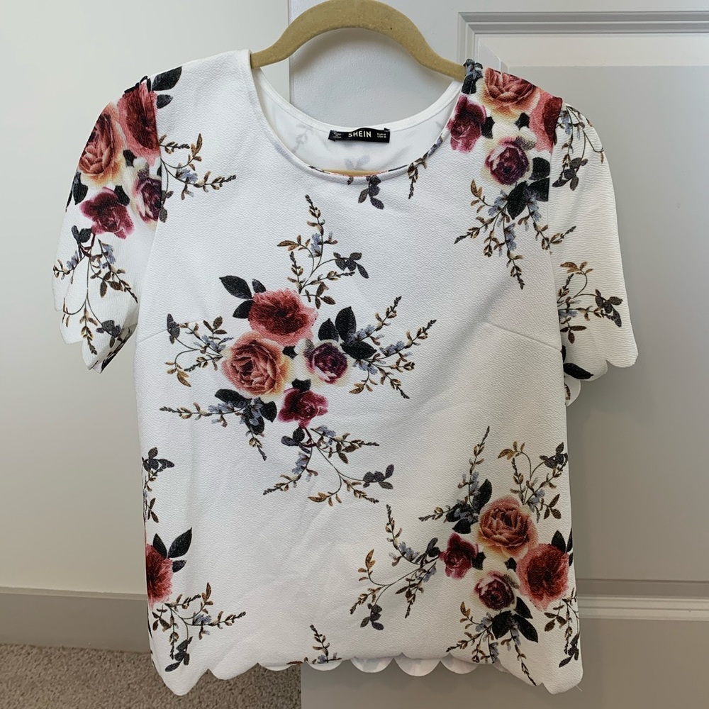 Shein white lined work shirt